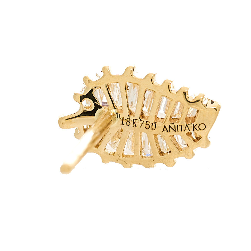 18K Yellow Gold Diamond Small Palm Leaf Earrings