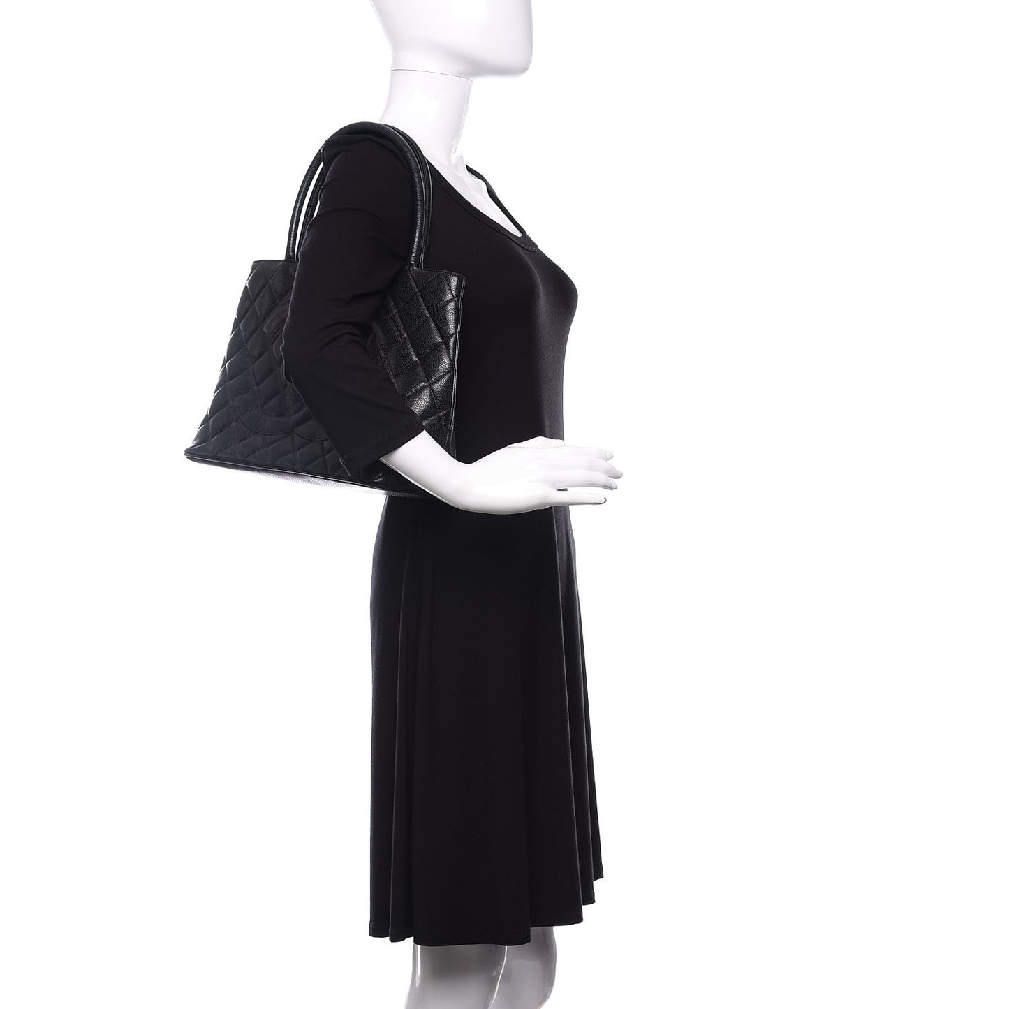 Caviar Quilted Medallion Tote Black