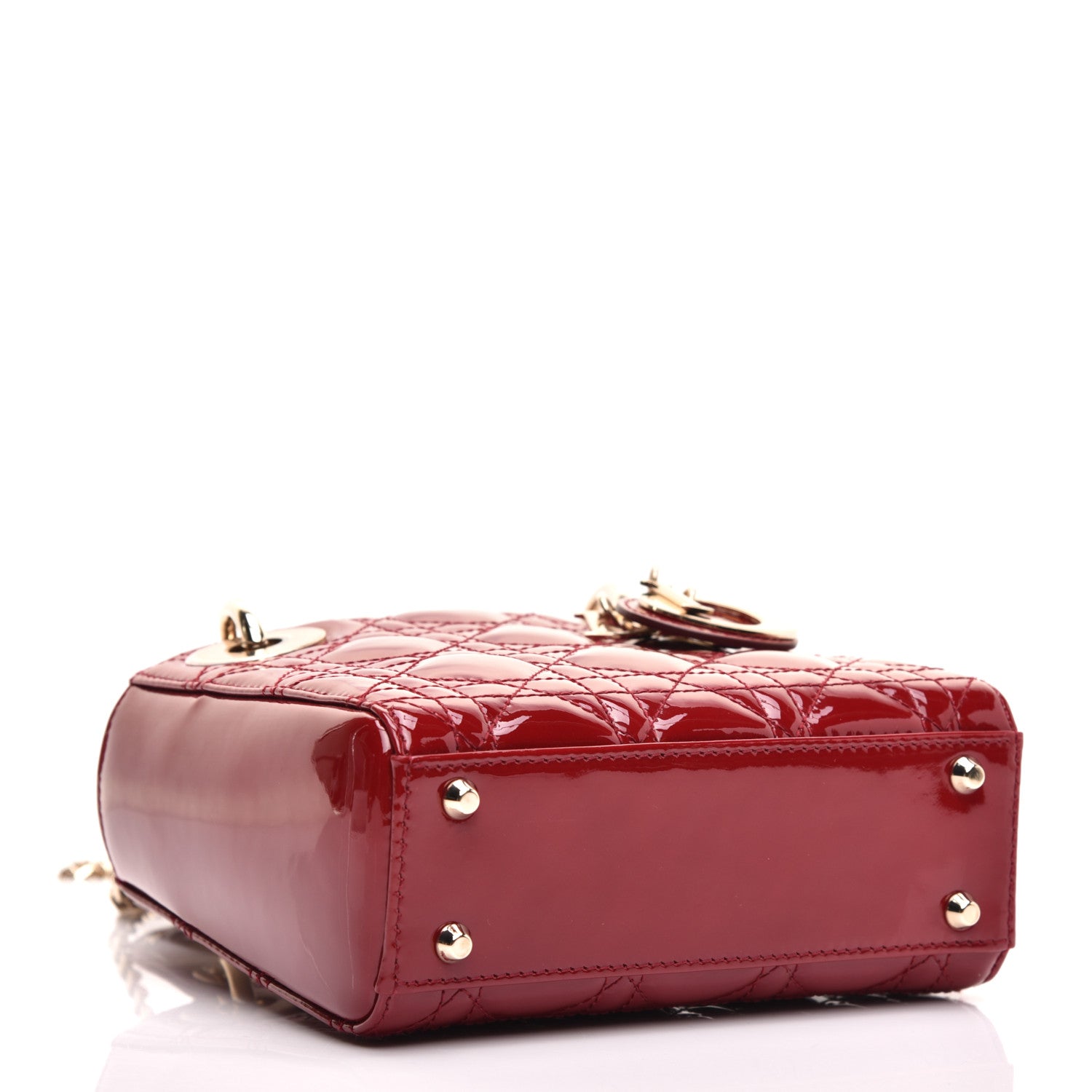 Christian Dior Patent Cannage Mini Lady Dior Red 4 of 10