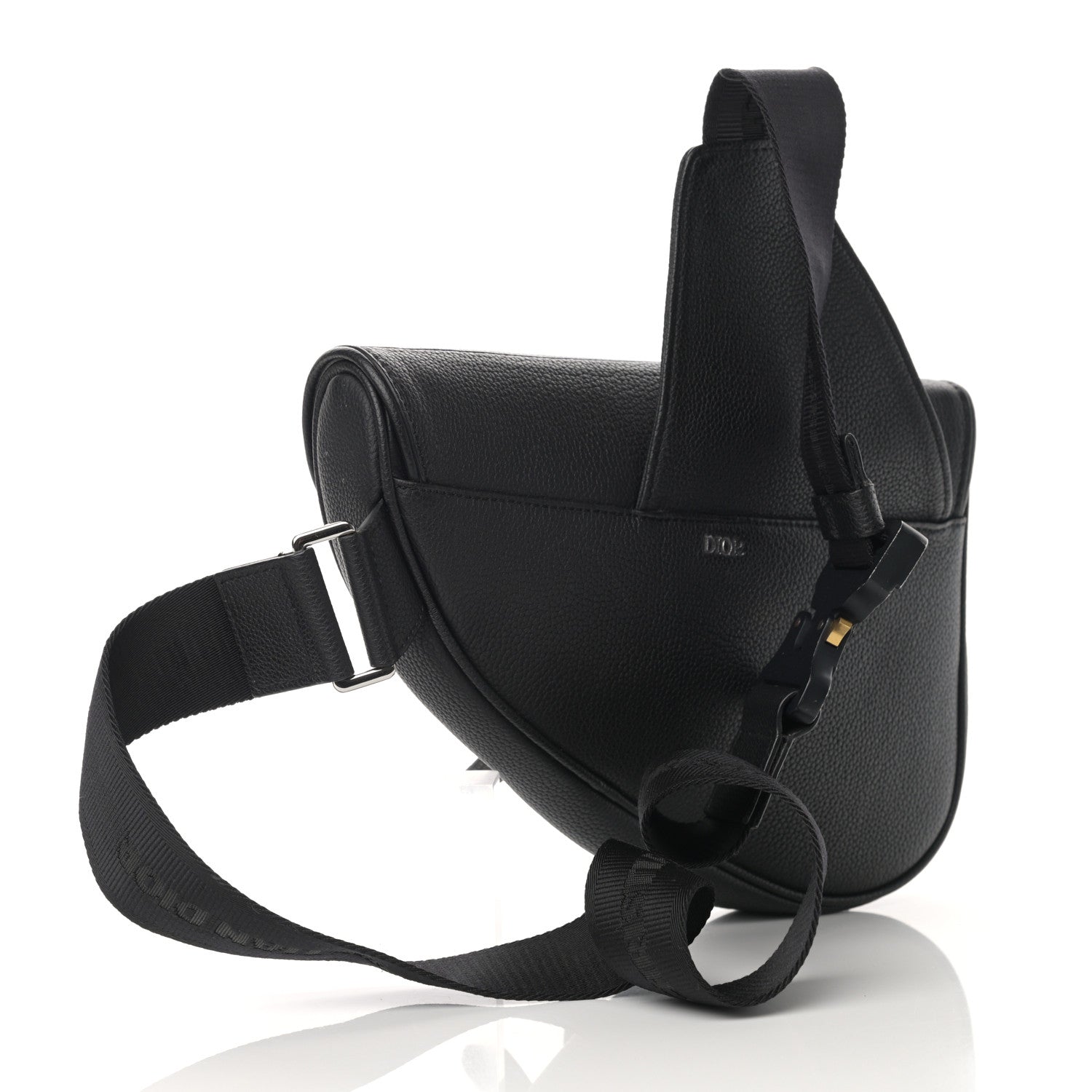 Christian Dior Grained Calfskin Kim Jones Saddle Bag Black 4 of 17