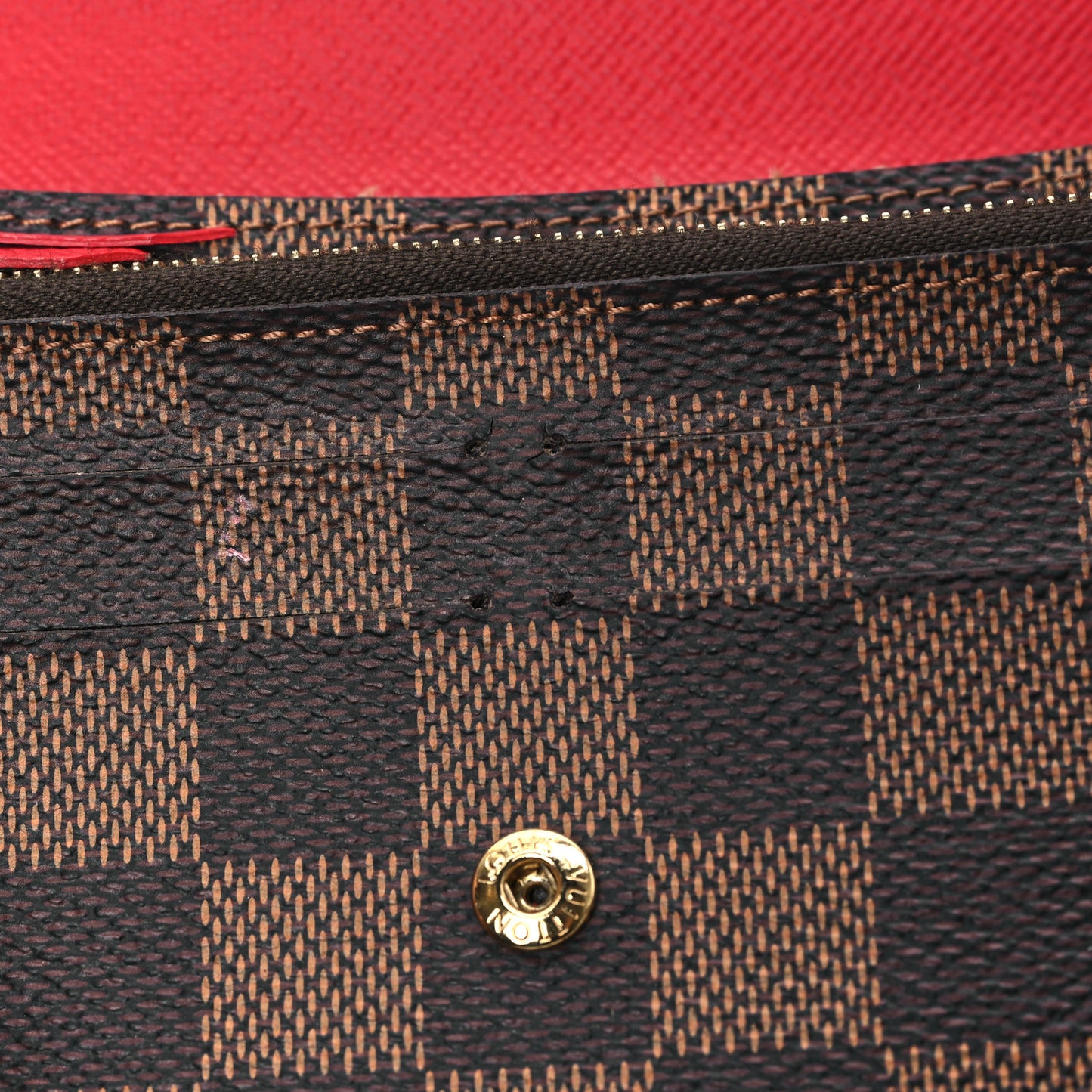 Damier Ebene Emilie Wallet Red