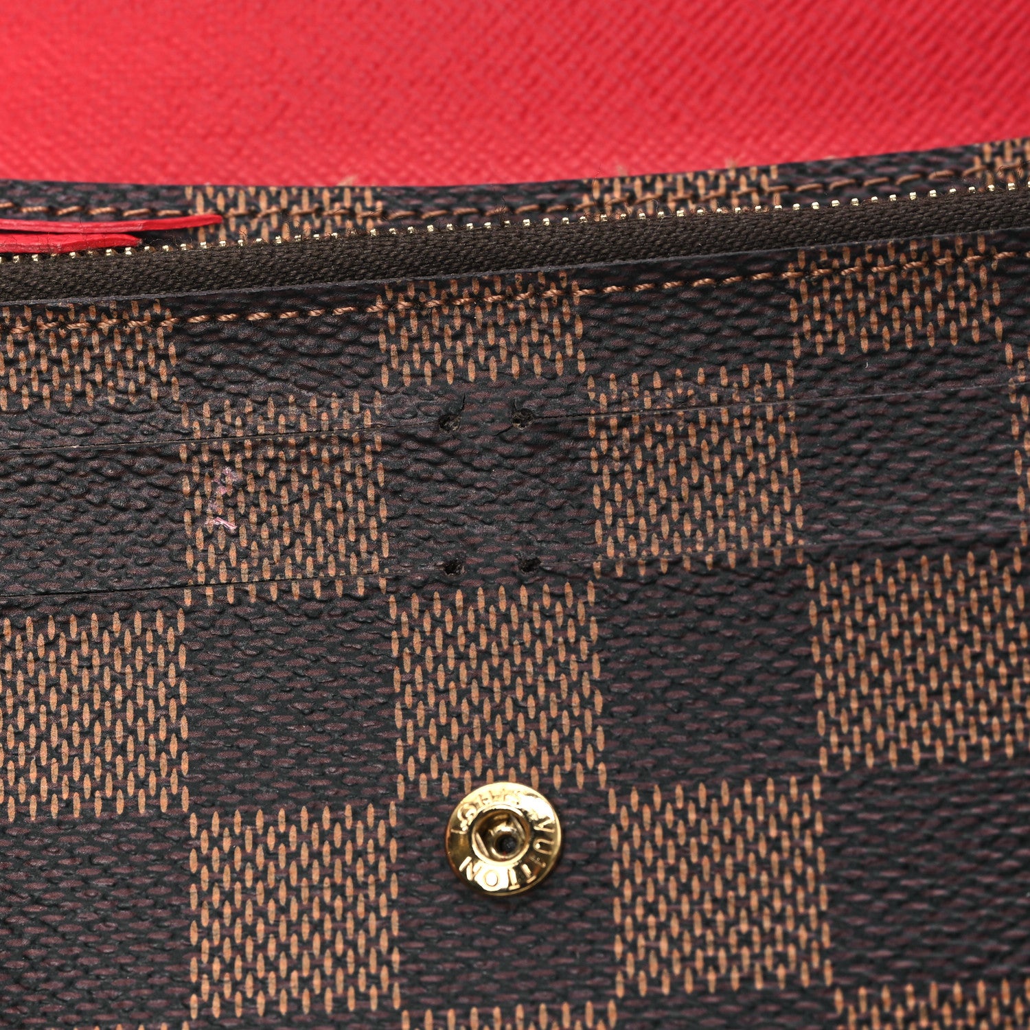Louis Vuitton Damier Ebene Emilie Wallet Red 10 of 11
