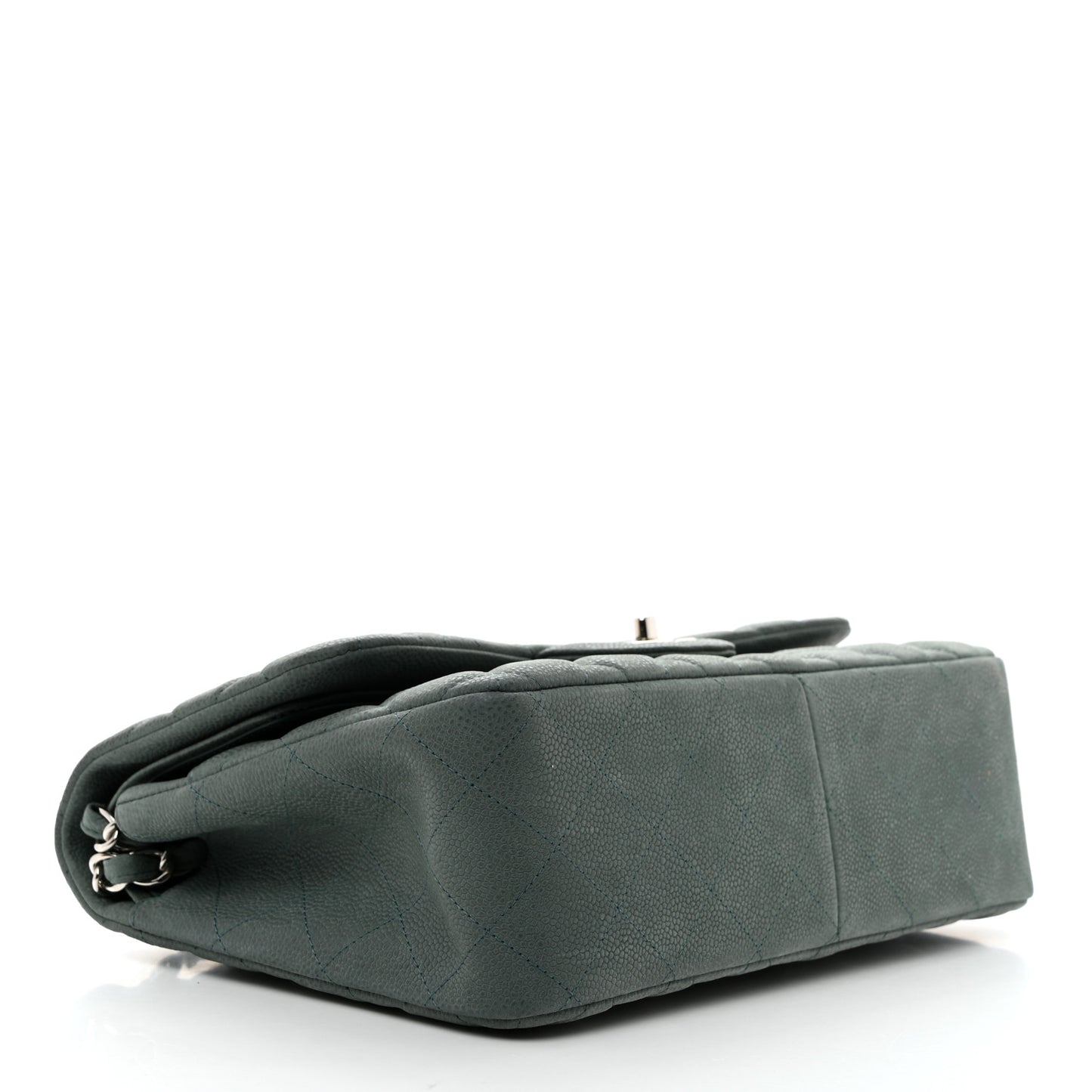 Iridescent Caviar Quilted Jumbo Double Flap Green