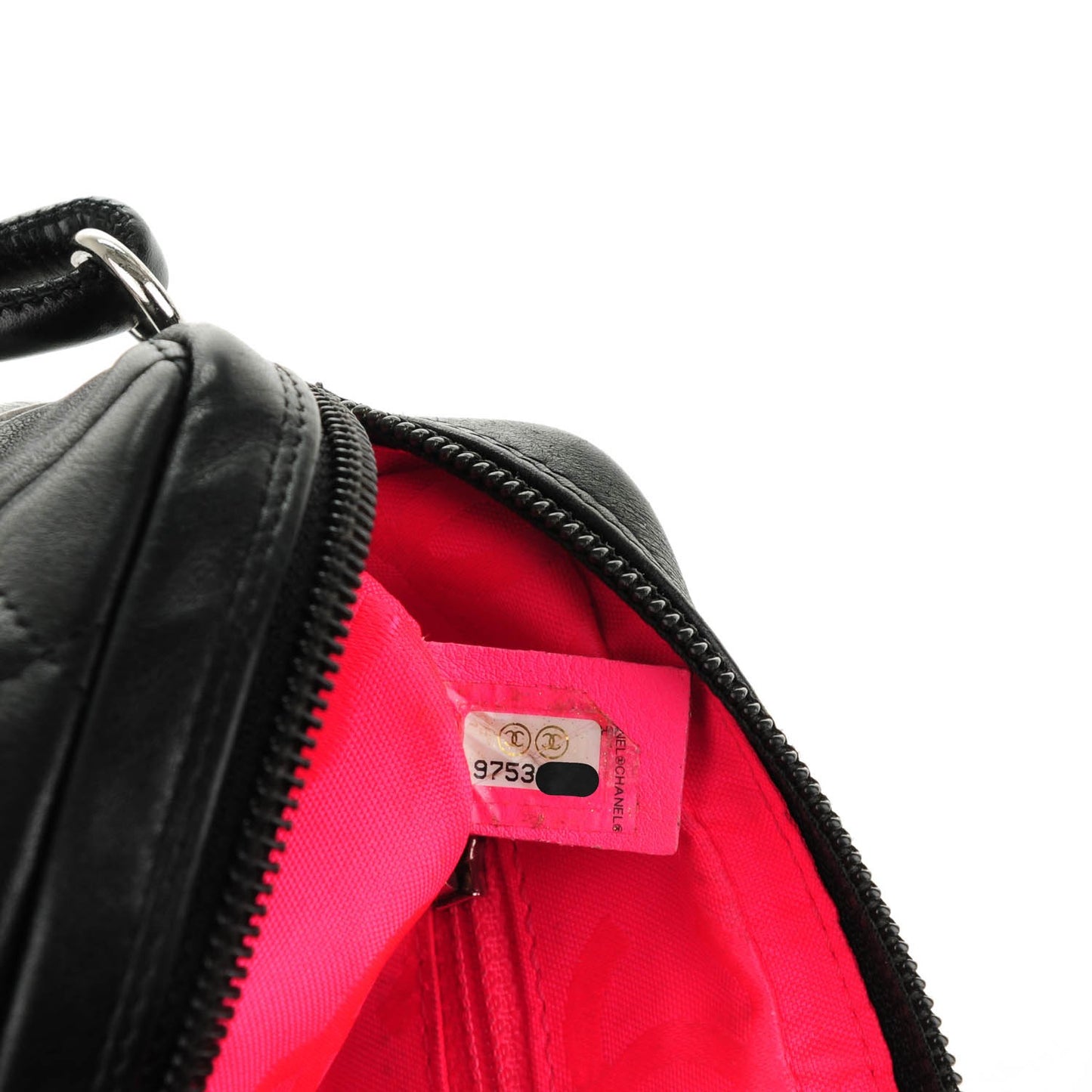 Calfskin Quilted Cambon Pochette Black White
