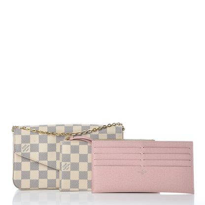 Louis Vuitton Damier Azur Pochette Felicie Chain Wallet Rose Ballerine 3 of 16