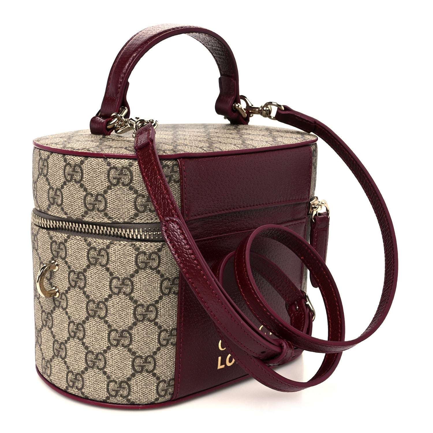 Gucci GG Supreme Monogram Ancora Calfskin Vanity Cosmetic Case Beige Ebony Rosso 3 of 13