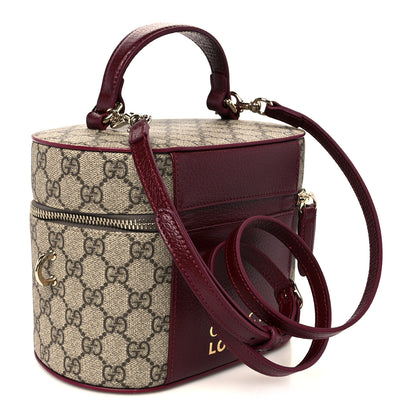 Gucci GG Supreme Monogram Ancora Calfskin Vanity Cosmetic Case Beige Ebony Rosso 3 of 13