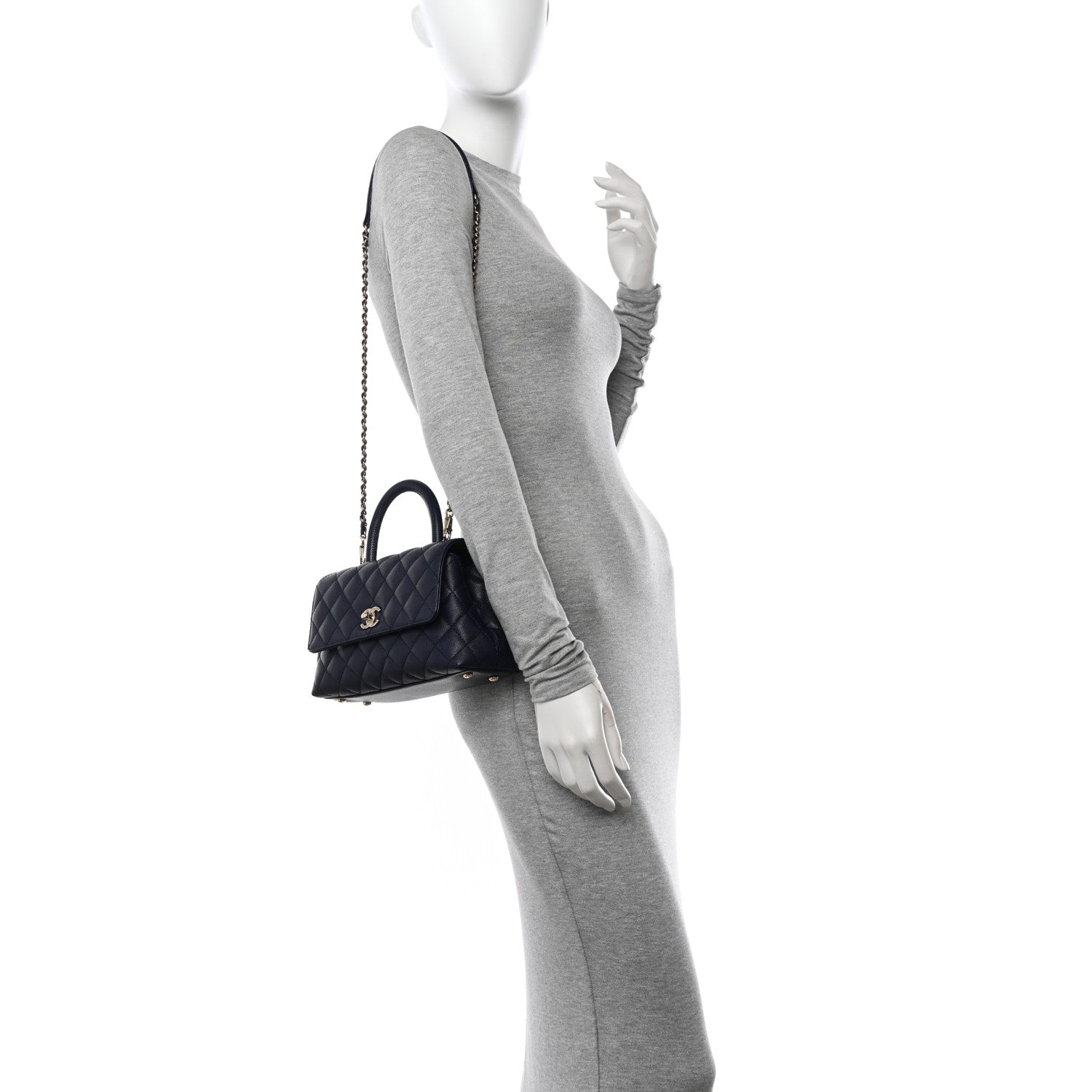 Chanel Caviar Quilted Mini Coco Handle Flap Navy Blue 2 of 10