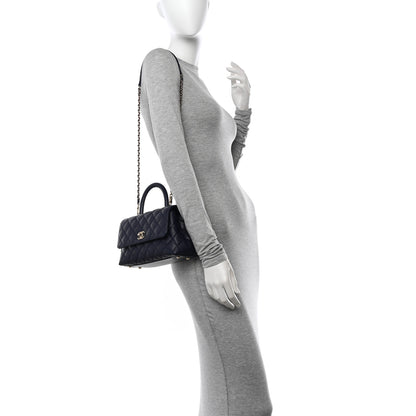 Chanel Caviar Quilted Mini Coco Handle Flap Navy Blue 2 of 10