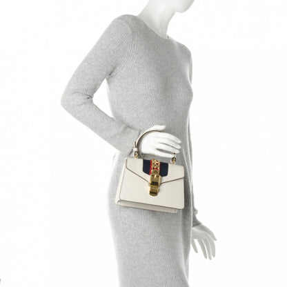 Gucci Calfskin Mini Sylvie Top Handle Bag White 2 of 9