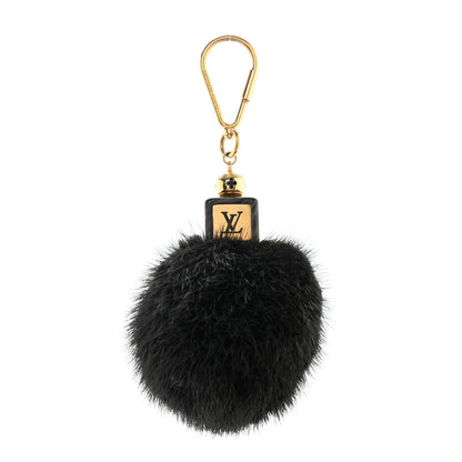Louis Vuitton Mink Fur Fluffy Bag Charm Black 1 of 5