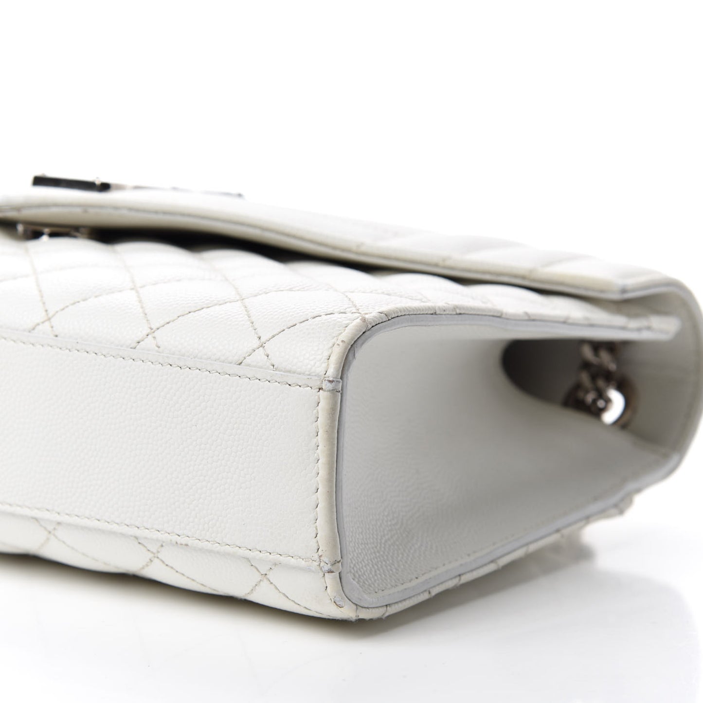 Grain De Poudre Textured Mixed Matelasse Medium Triquilt Monogram Satchel Blanc Vintage