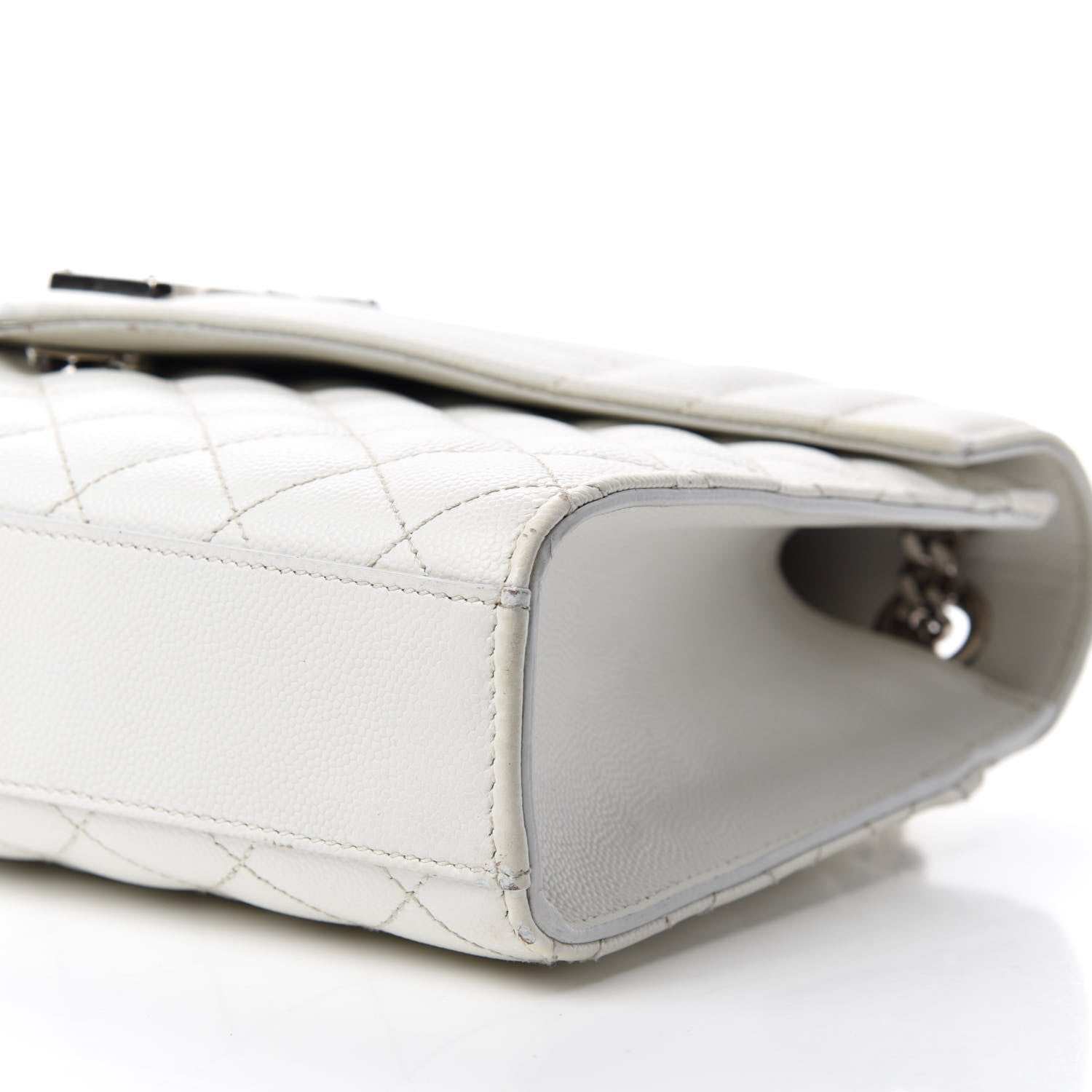 Saint Laurent Grain De Poudre Textured Mixed Matelasse Medium Triquilt Monogram Satchel Blanc Vintage 8 of 15