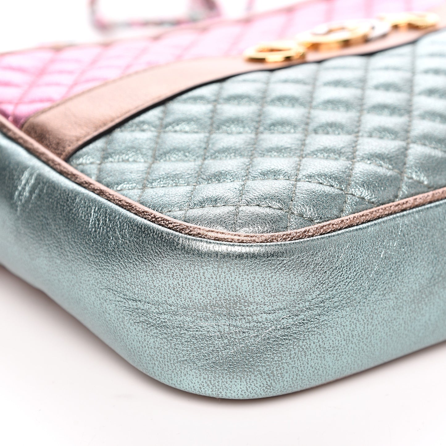 Laminated Nappa Trapuntata Small Zumi Shoulder Bag Rosa Lago Rame