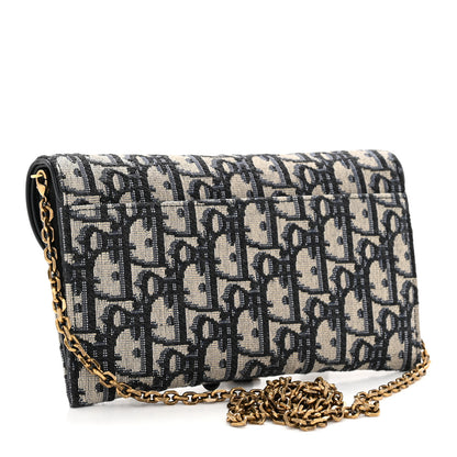 Christian Dior Oblique Saddle Chain Long Wallet Blue 10 of 34