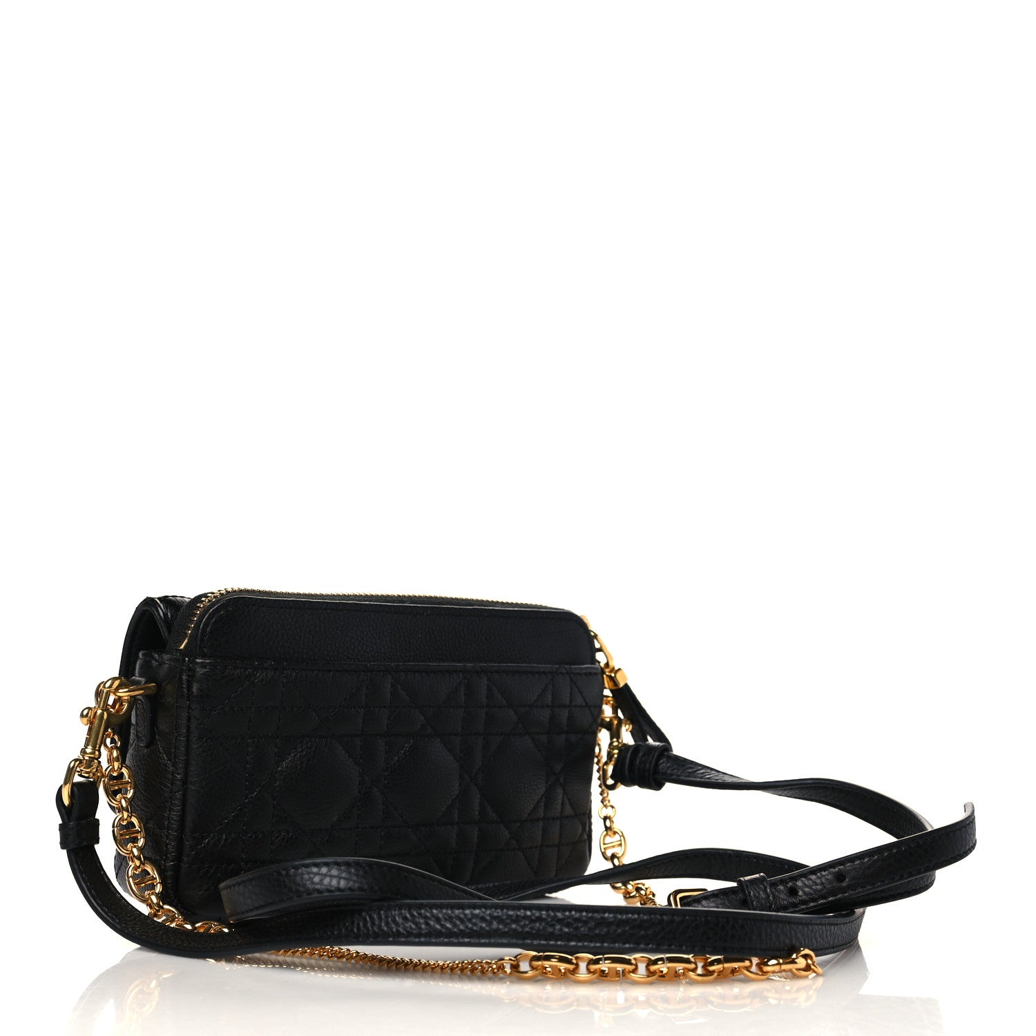 Christian Dior Supple Calfskin Cannage Caro Pouch with Chain Black 3 of 6