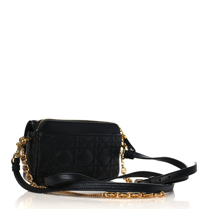 Christian Dior Supple Calfskin Cannage Caro Pouch with Chain Black 3 of 6