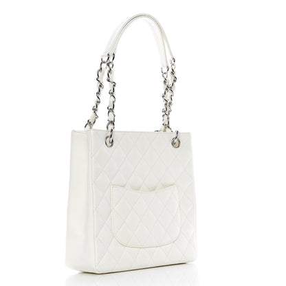 Chanel Caviar Quilted Petit Shopping Tote PST White 3 of 13