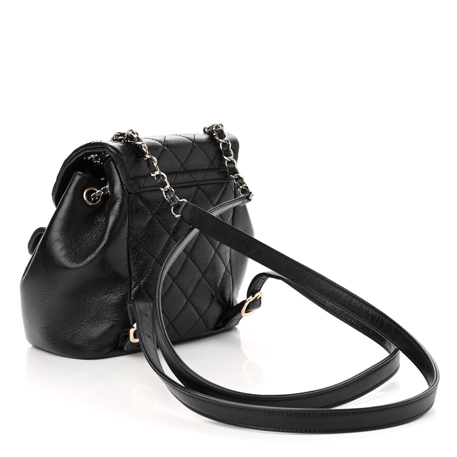 Chanel Glazed Aged Calfskin Quilted Small Duma Drawstring Backpack Black 3 of 10