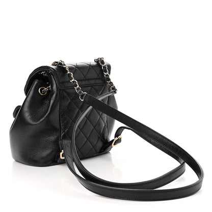 Chanel Glazed Aged Calfskin Quilted Small Duma Drawstring Backpack Black 3 of 10