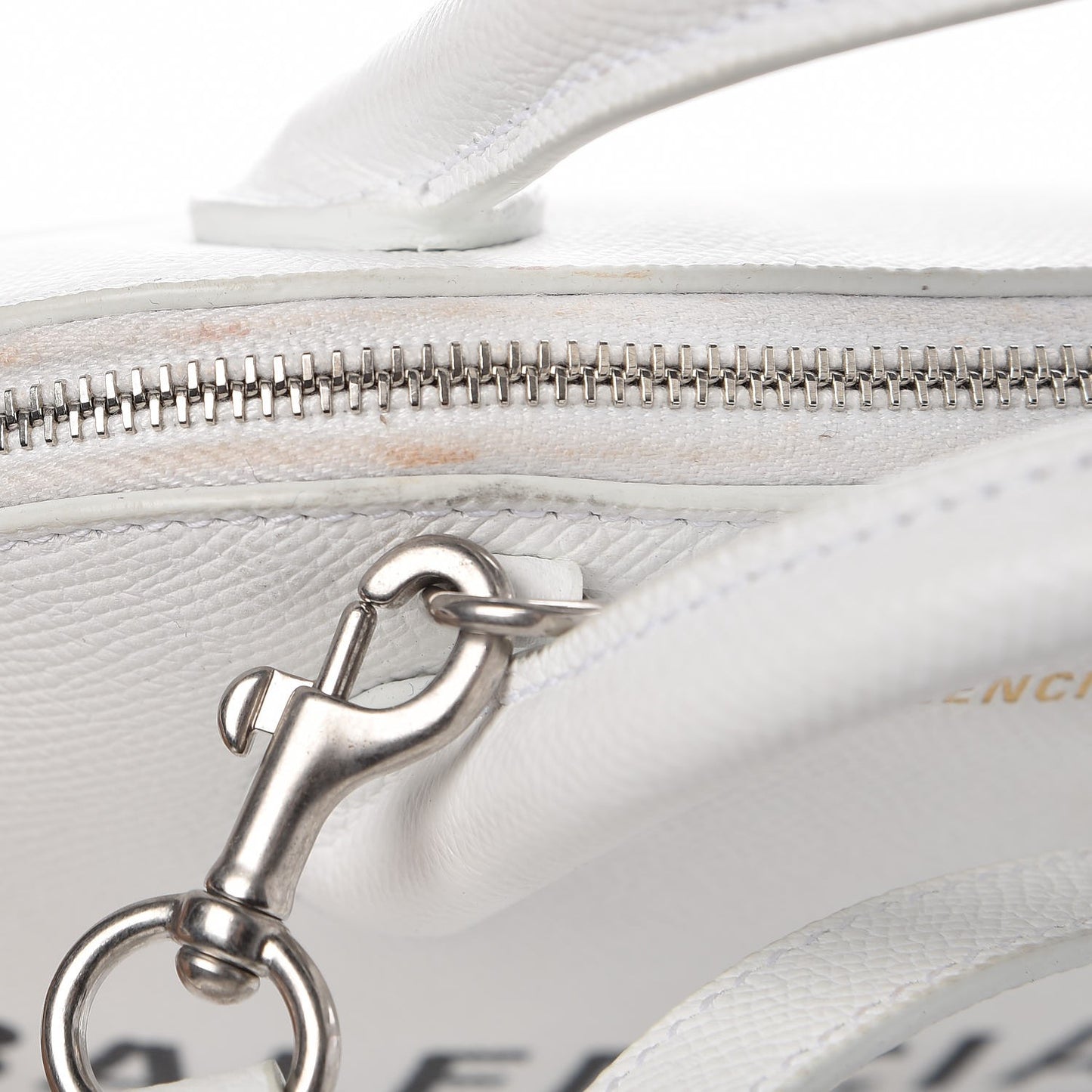 Grained Calfskin XXS Ville Top Handle Bag White Black