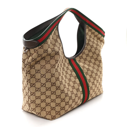 Gucci GG Monogram Web Large Giglio Tote Beige Brown 4 of 10