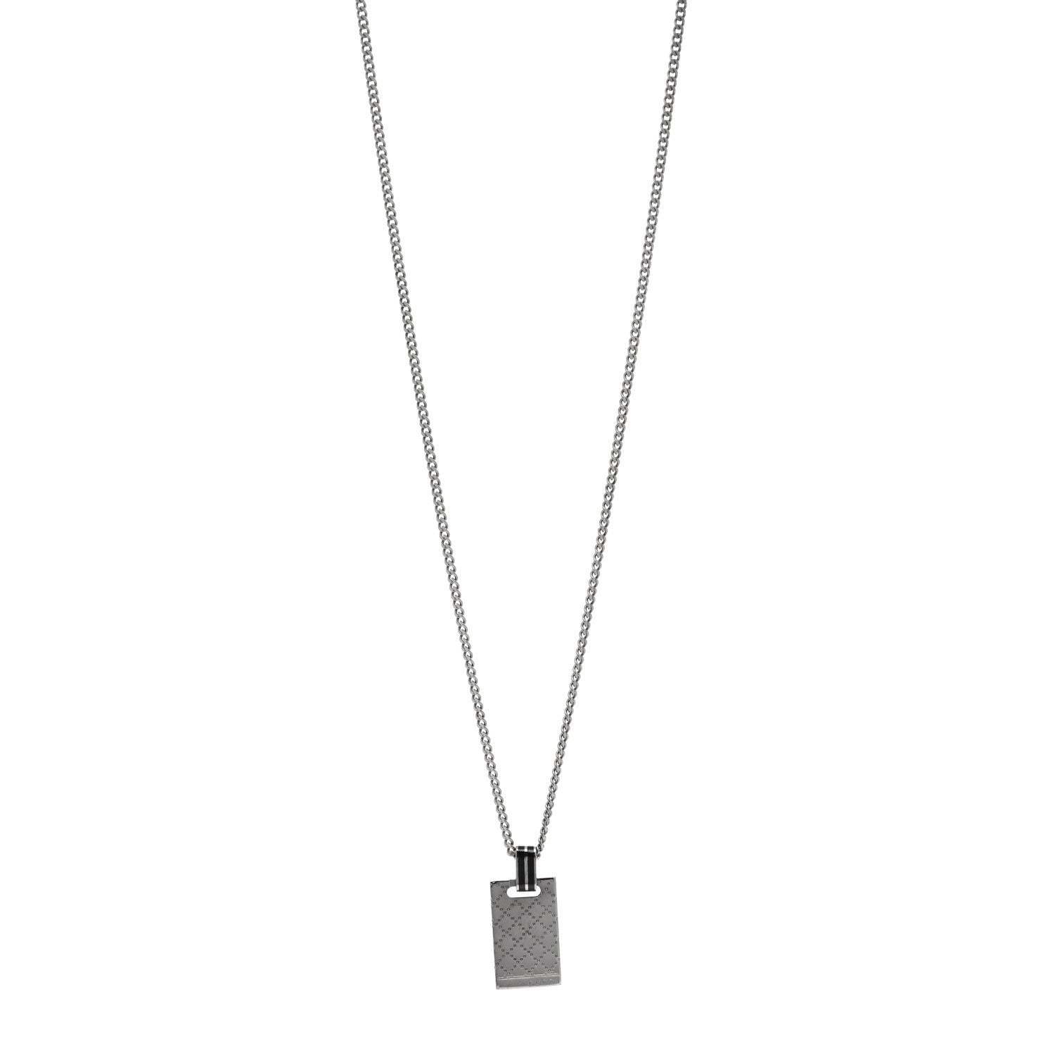 Gucci Sterling Silver Enamel Diamantissima Pendant Necklace Black 1 of 5