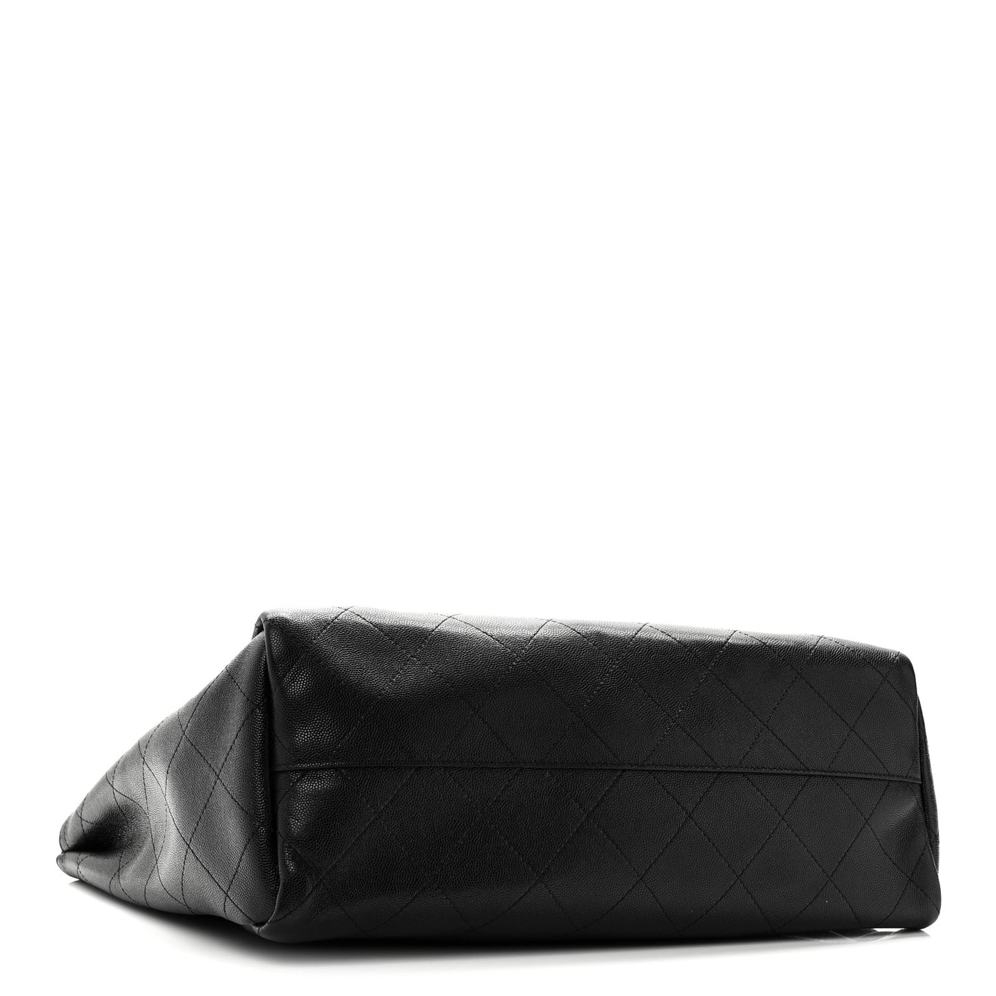 Caviar Stitched Large Lady Coco Shopping Tote Black