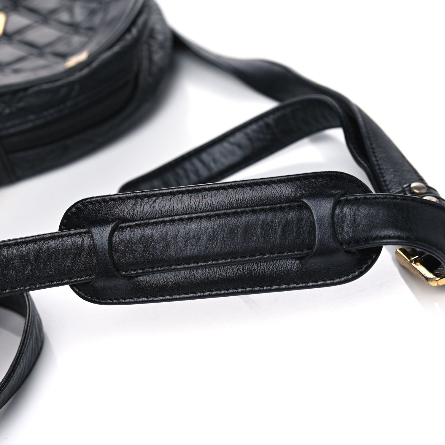 MCM Calfskin Quilted Studded Heritage Tambourine Black 5 of 6