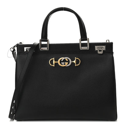 Gucci Grainy Calfskin Medium Zumi Top Handle Bag Black 1 of 9