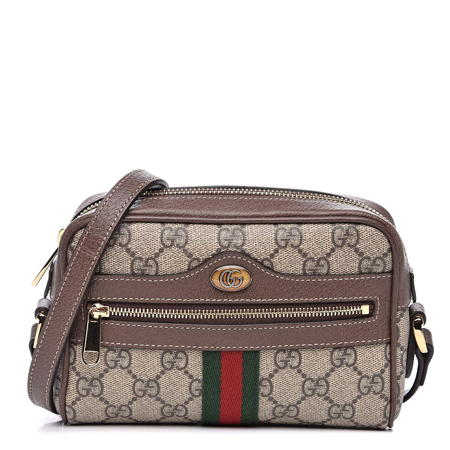 GG Supreme Monogram Web Mini Ophidia Shoulder Bag Brown