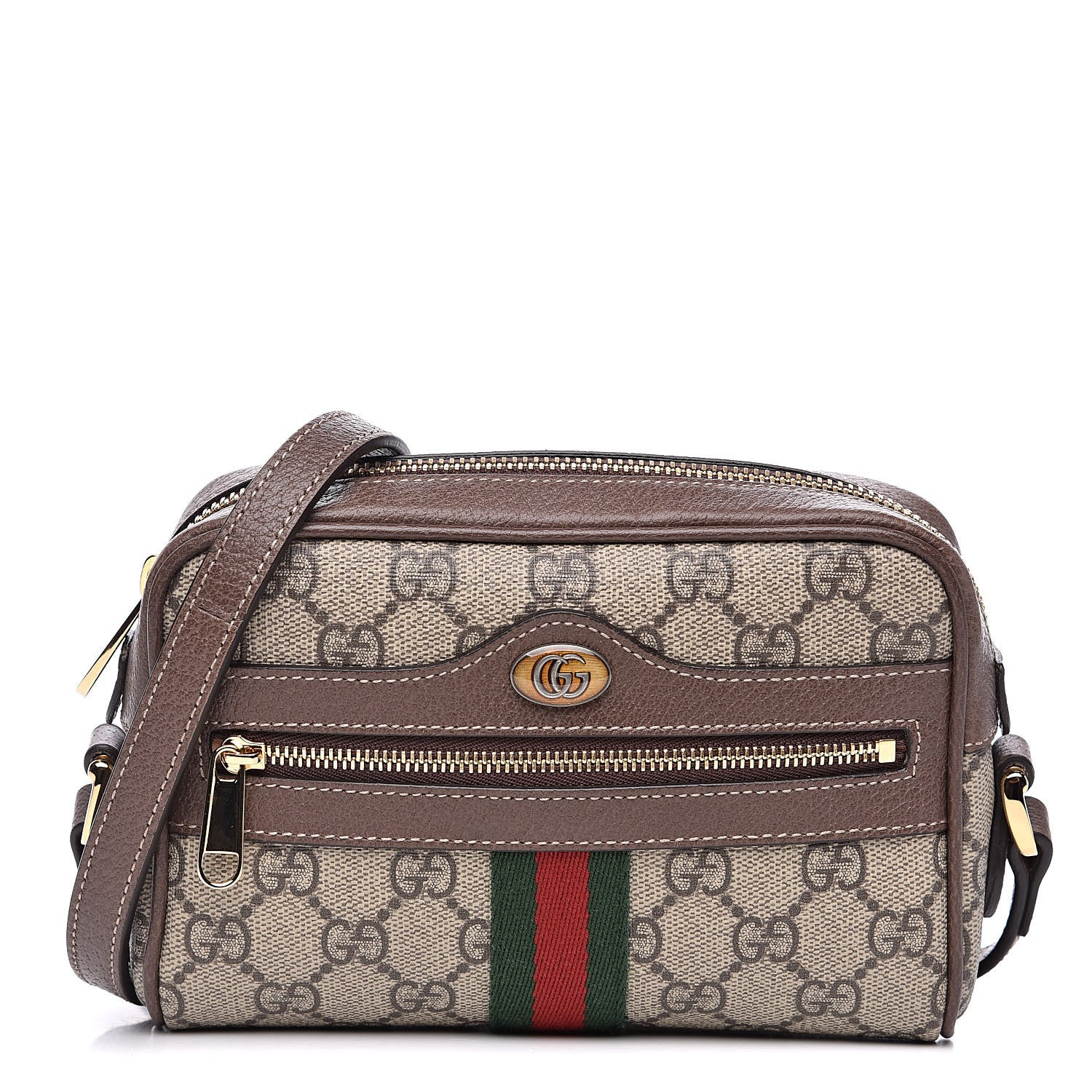 Gucci GG Supreme Monogram Web Mini Ophidia Shoulder Bag Brown 1 of 11
