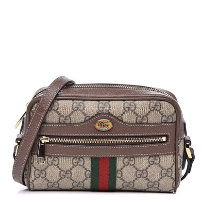 Gucci GG Supreme Monogram Web Mini Ophidia Shoulder Bag Brown 1 of 11