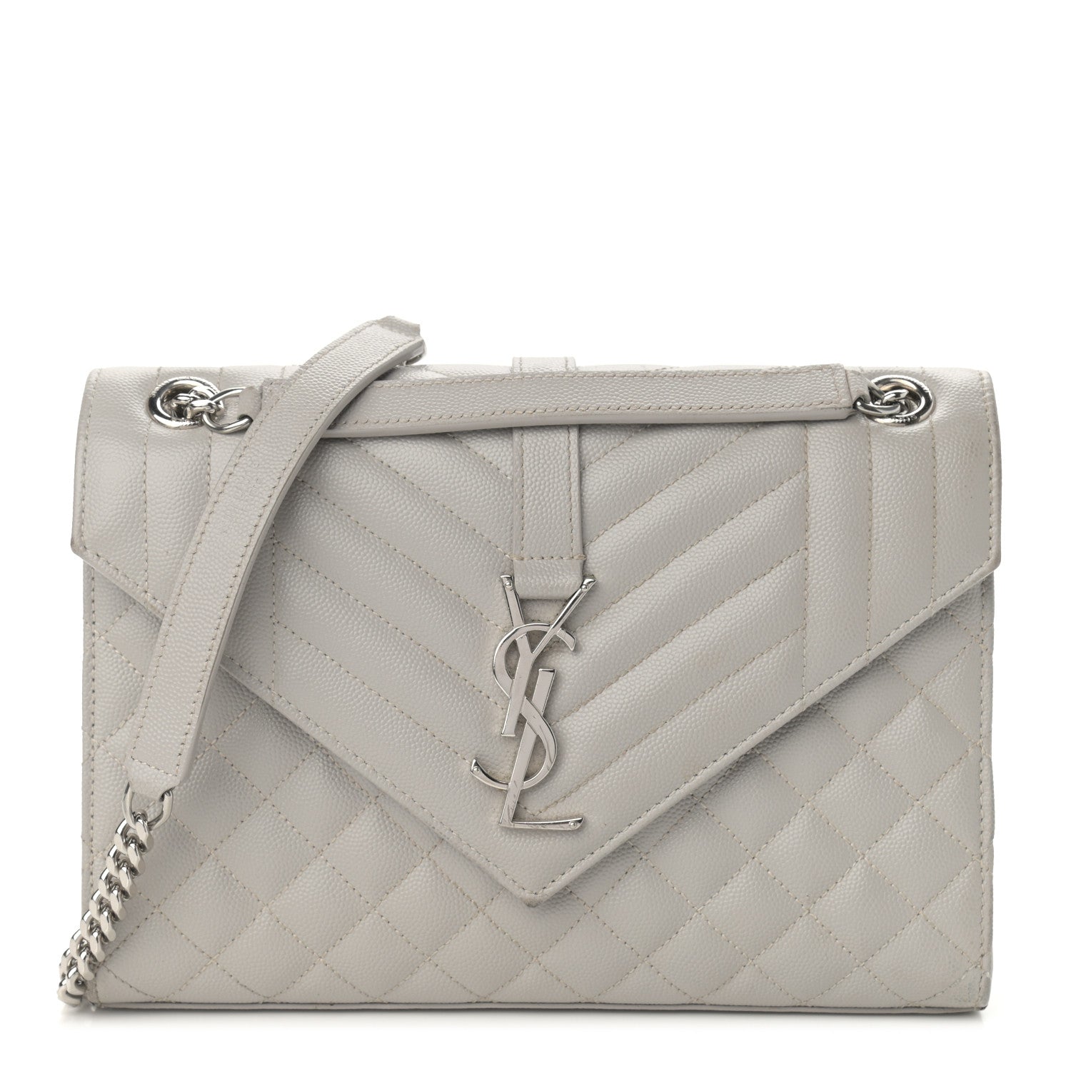 Saint Laurent Grain De Poudre Textured Mixed Matelasse Medium Triquilt Monogram Satchel Granite 1 of 18