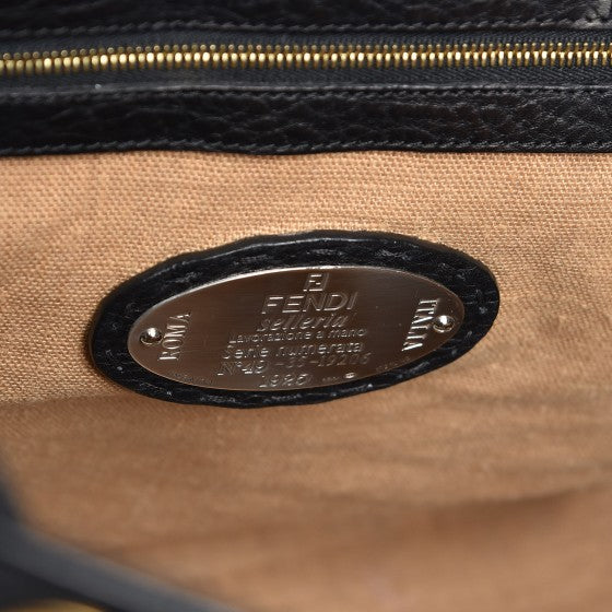Calfskin Romano Selleria Large Villa Borghese Tote Black
