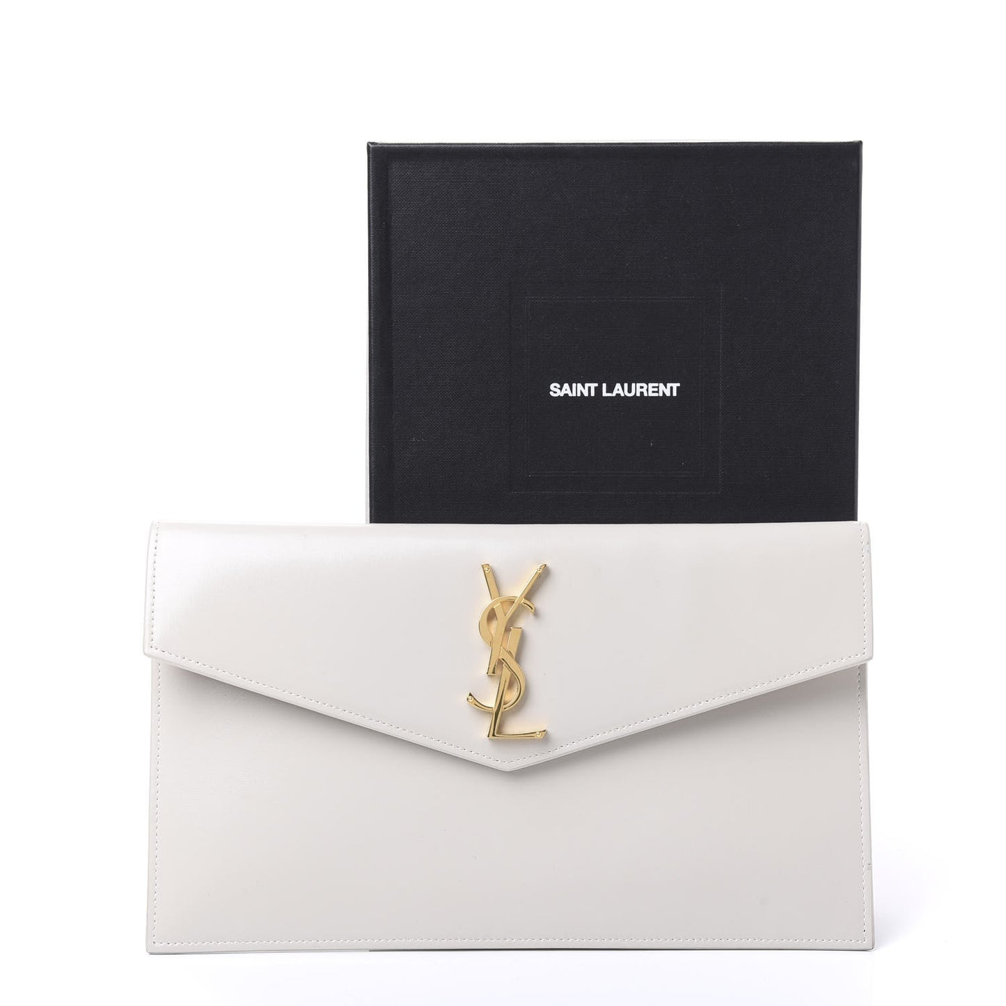 Smooth Shiny Calfskin Uptown Pouch Crema Soft