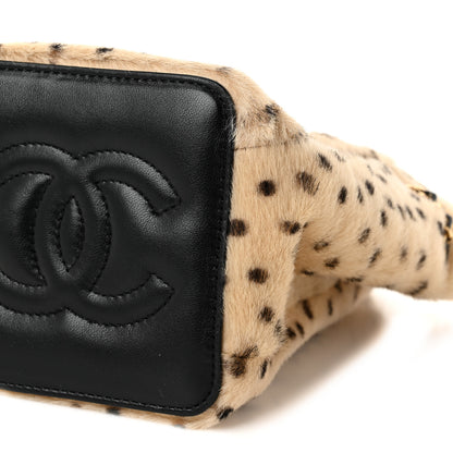 Chanel Pony Hair Cheetah Printed CC Chain Bucket Bag Light Beige Black 10 of 10