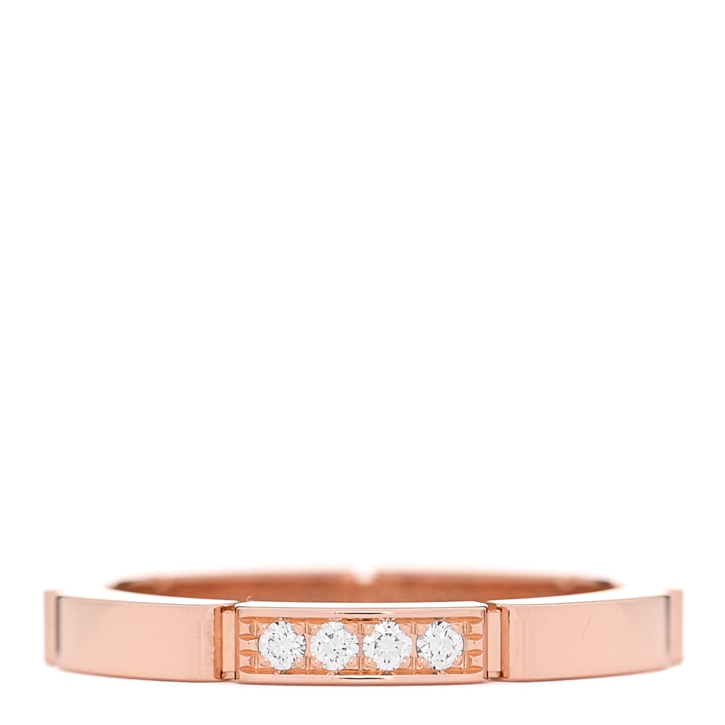 18K Pink Gold Diamond Maillon Panthere Wedding Band Ring 53 6.5