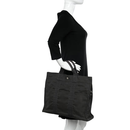 Hermes Toile Fourre Tout MM Grey Black 2 of 9