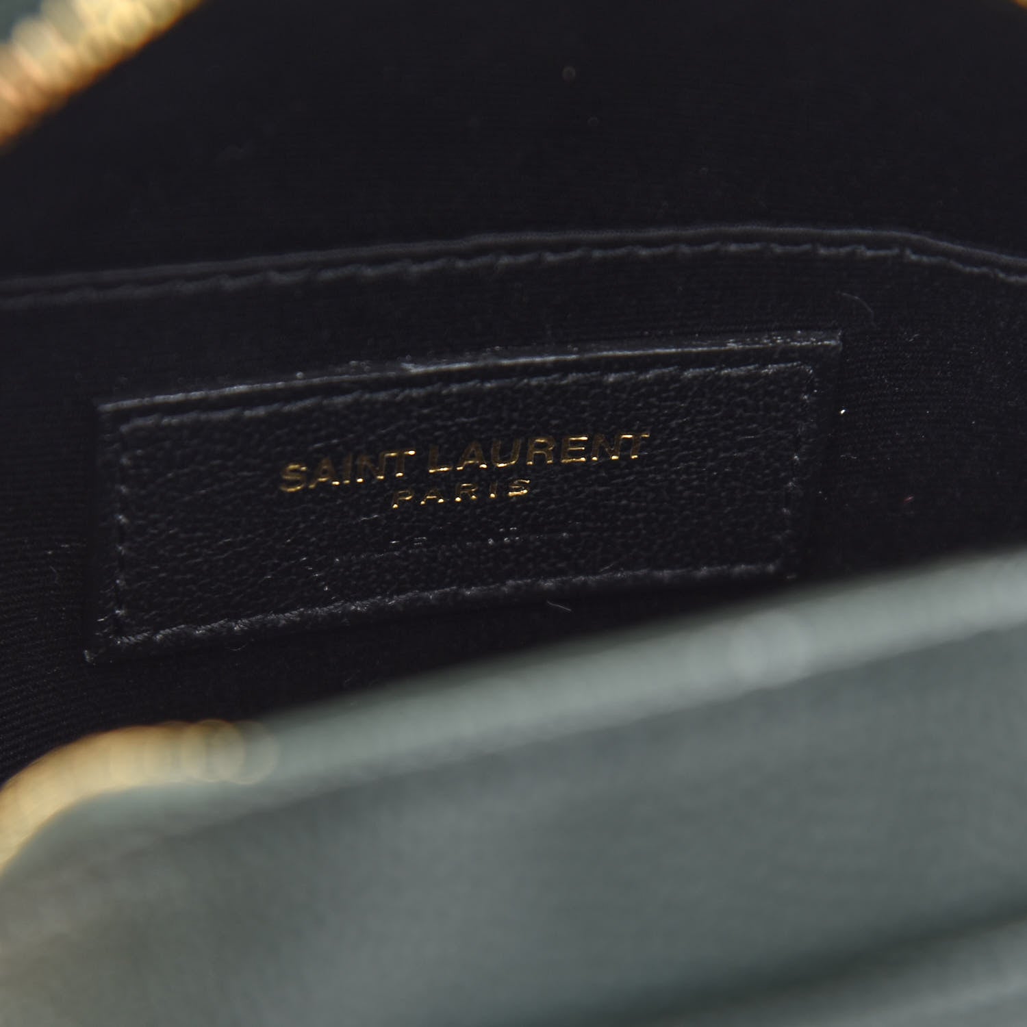 Saint Laurent Grain De Poudre Matelasse Chevron Quilted Round Vinyle Camera Bag New Vert Fonce 5 of 8