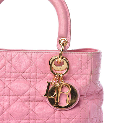 Christian Dior Grained Calfskin Cannage Medium Lady Dior Pink 22 of 22