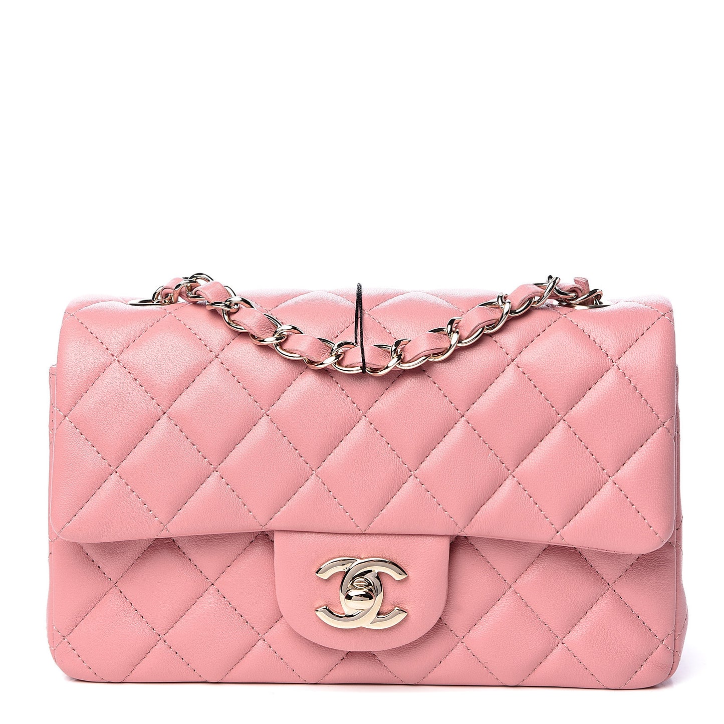 Lambskin Quilted Mini Rectangular Flap Pink