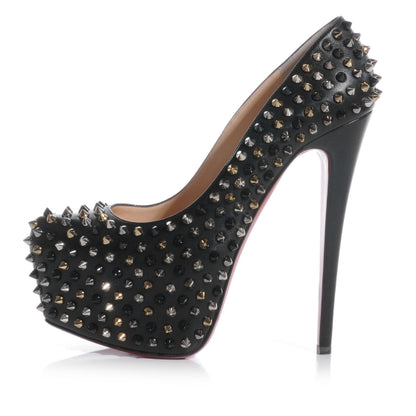 Christian Louboutin Calfskin Daffodile Mix Spikes 160 Pumps 39 Black 1 of 8