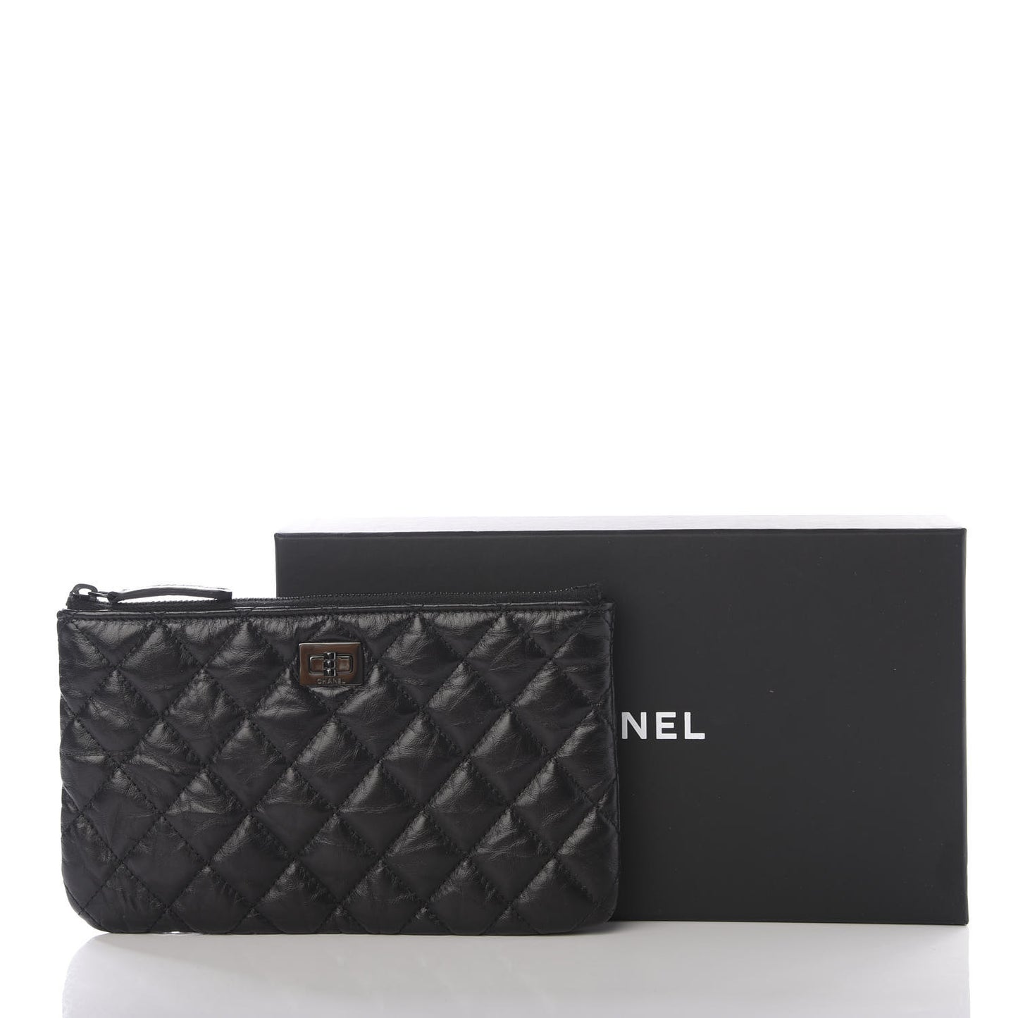 Aged Calfskin Quilted Medium Reissue Cosmetic Case So Black
