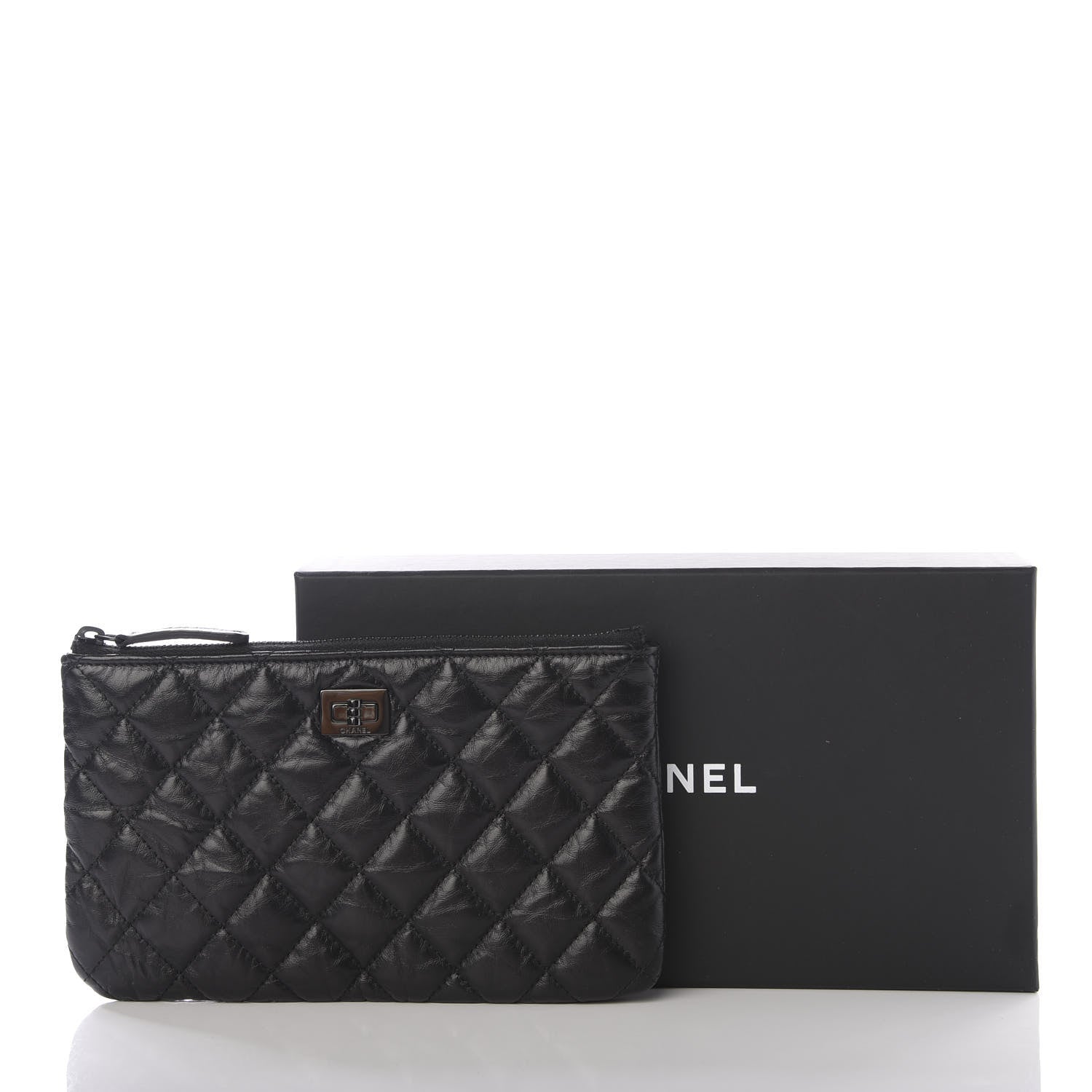 Chanel Aged Calfskin Quilted Medium Reissue Cosmetic Case So Black 8 of 8