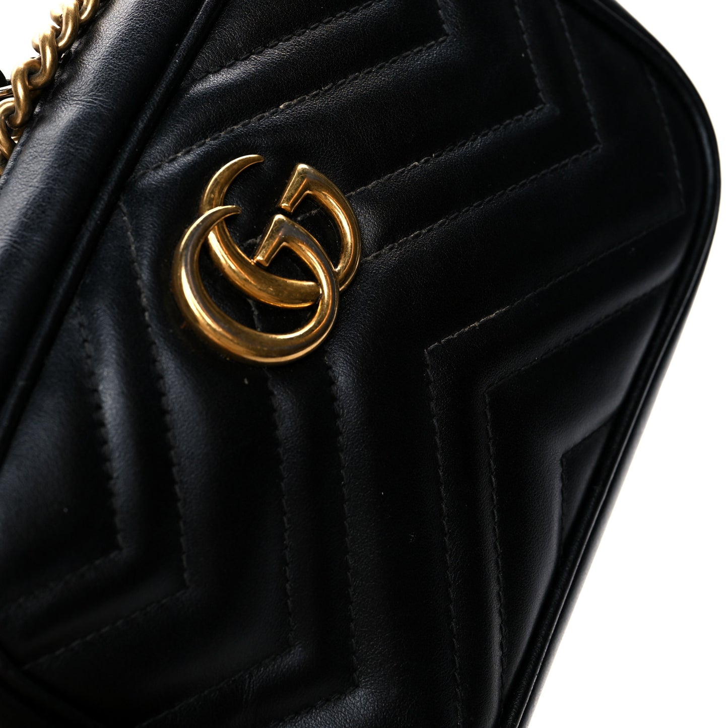 Calfskin Matelasse Mini GG Marmont Chain Shoulder Bag Black