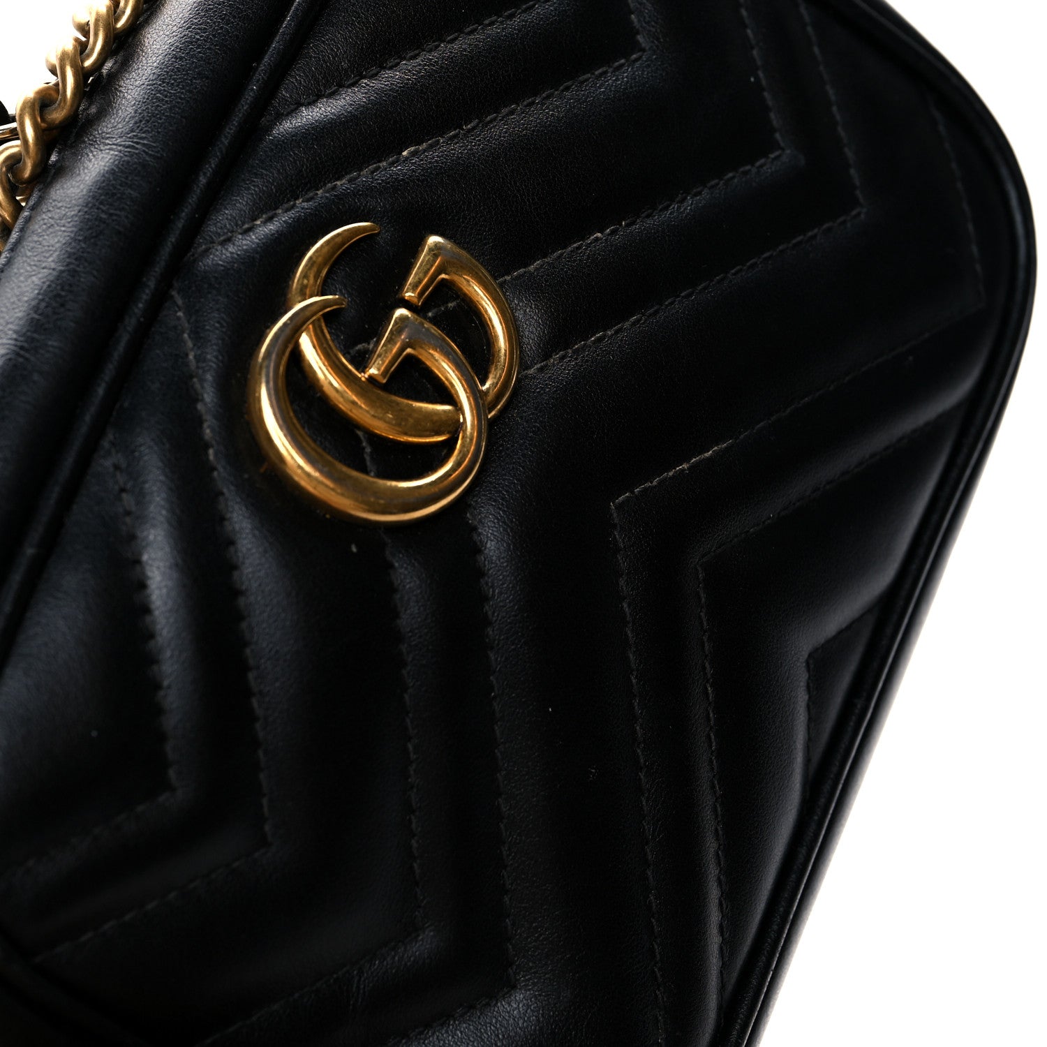 Gucci Calfskin Matelasse Mini GG Marmont Chain Shoulder Bag Black 12 of 13