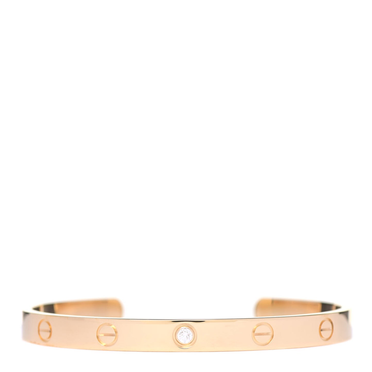 18K Yellow Gold 1 Diamond LOVE Cuff Bracelet 18