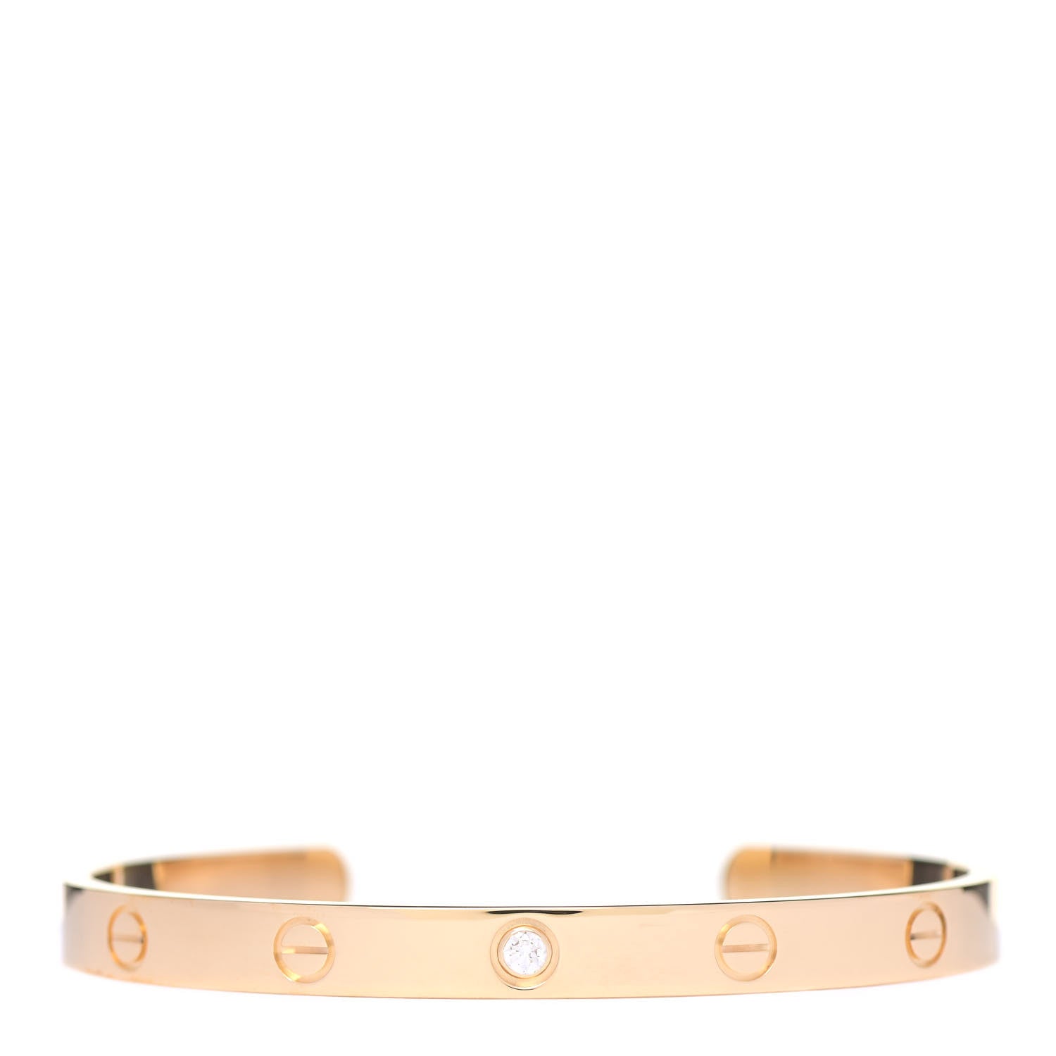 Cartier 18K Yellow Gold 1 Diamond LOVE Cuff Bracelet 18 1 of 6