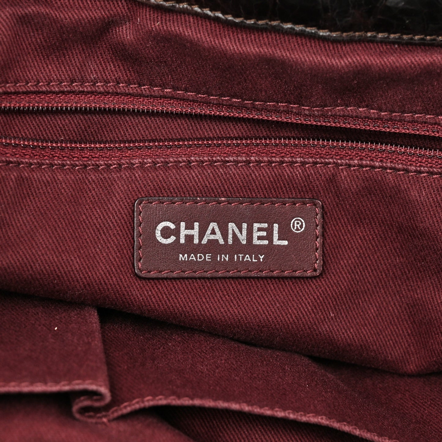 Iridescent Calfskin Quilted Large In The Mix Tote Dark Brown
